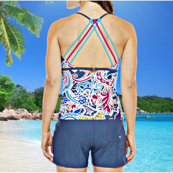 Free Country Racerback Swimwear Top Spaghetti Straps Beach Pullover Summer XL - Picture 2 of 9